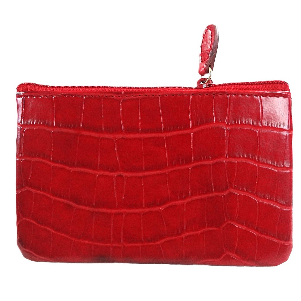Chic Red Croc Embossed Coin Purse Pouch Zipper Pouch Wallet Card Holder - Picture 2 of 7